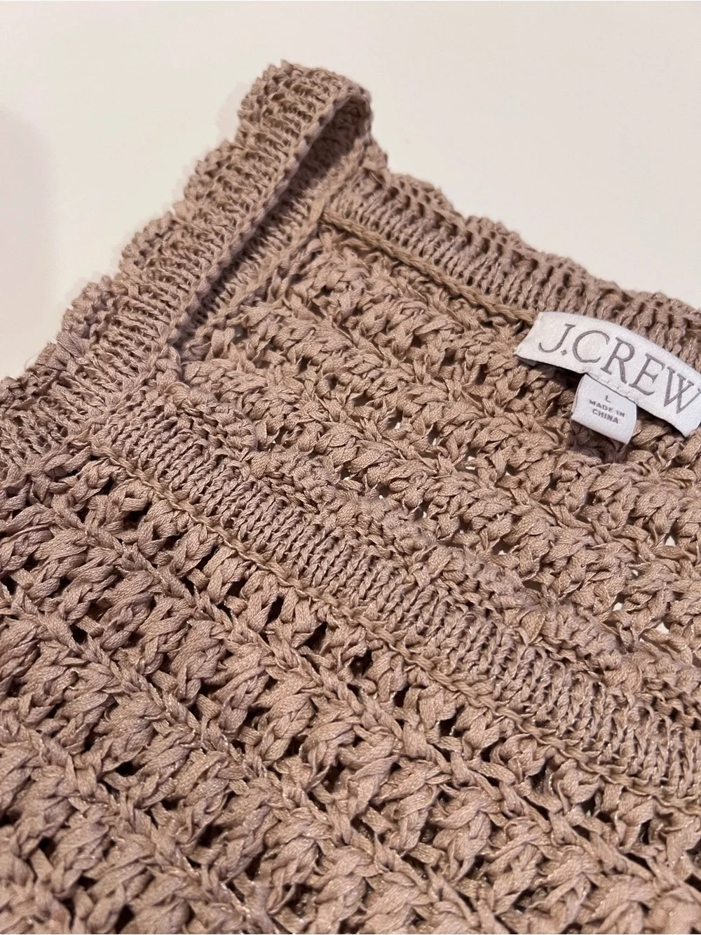 J. Crew Crochet Tank Sweater in Light Taupe